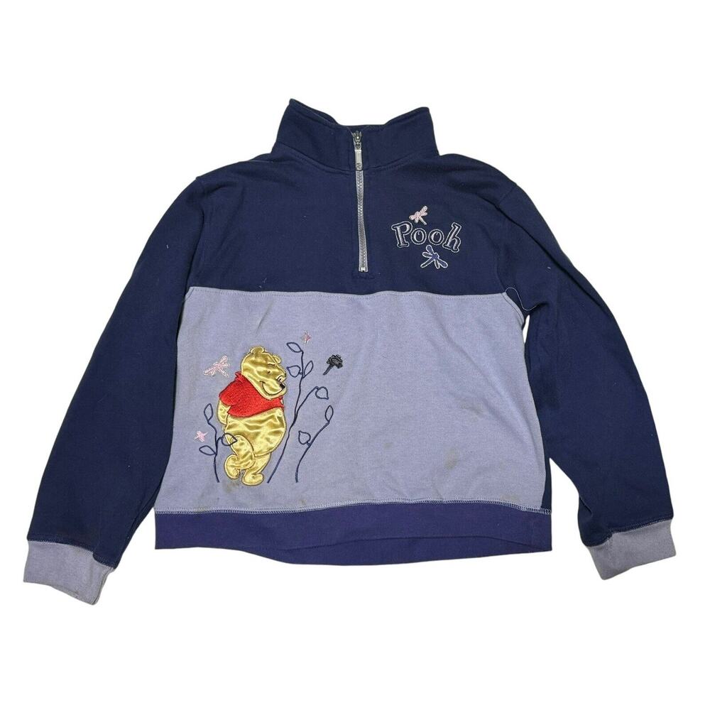 Disney Winnie The Pooh Girls 1/4 Zip Fleece Pullover Long Sleeve Shirt L 10/12